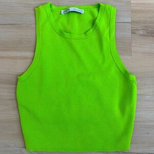 Zara Lime Green Knit Sweater Cropped Tank